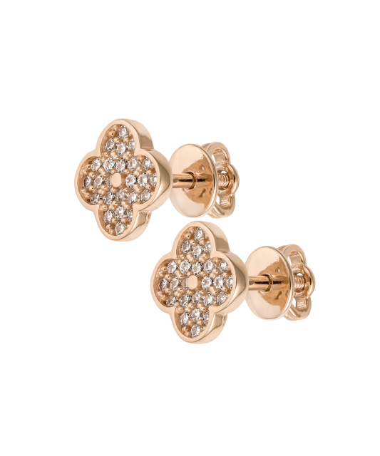 Gold earrings with zircons