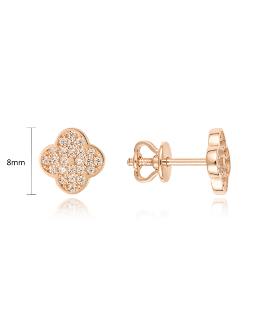 Gold earrings with zircons