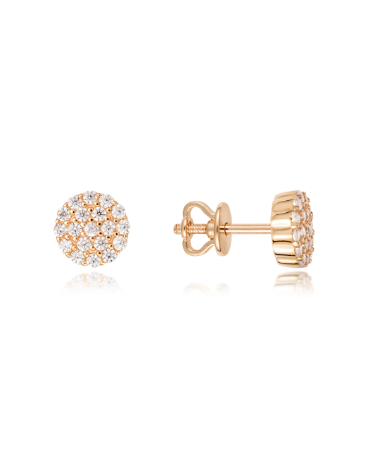 Gold earrings with zircons