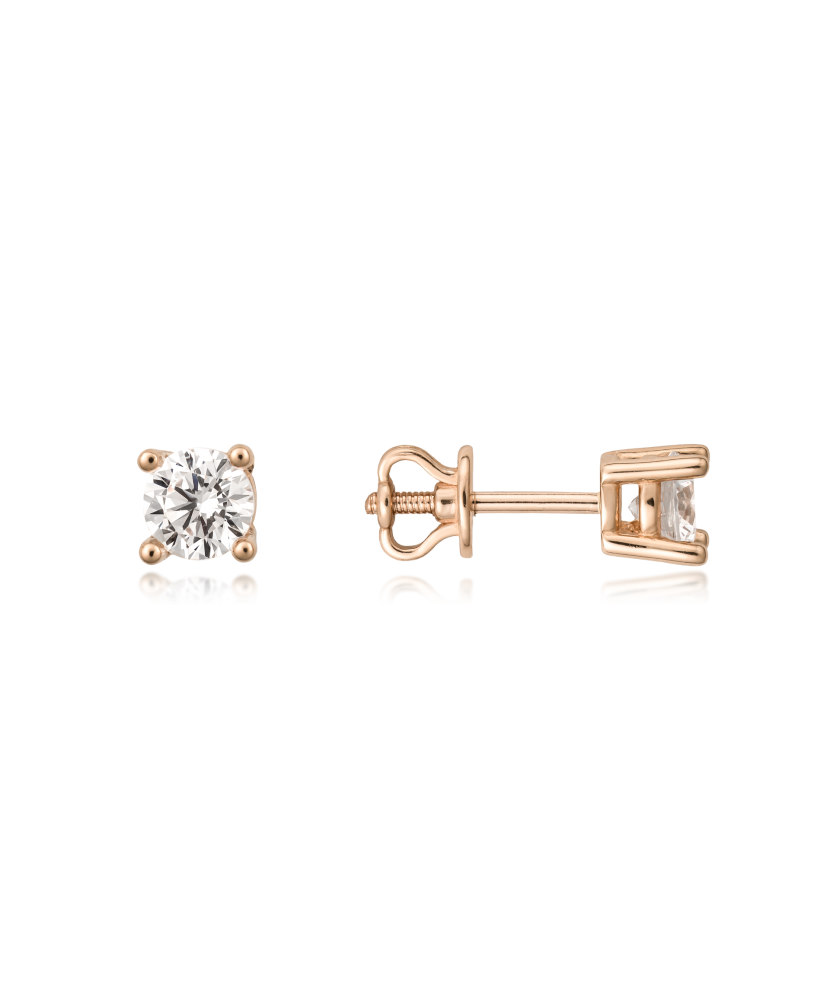 Gold earrings with zircons