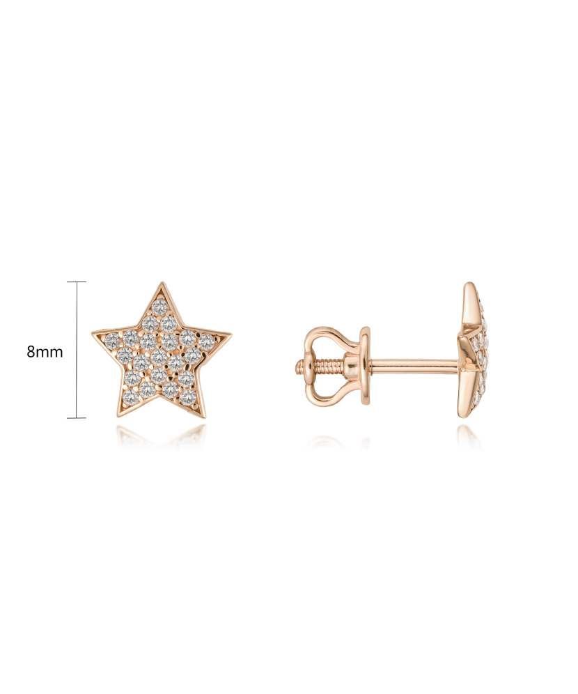 Gold earrings with zircons "star"