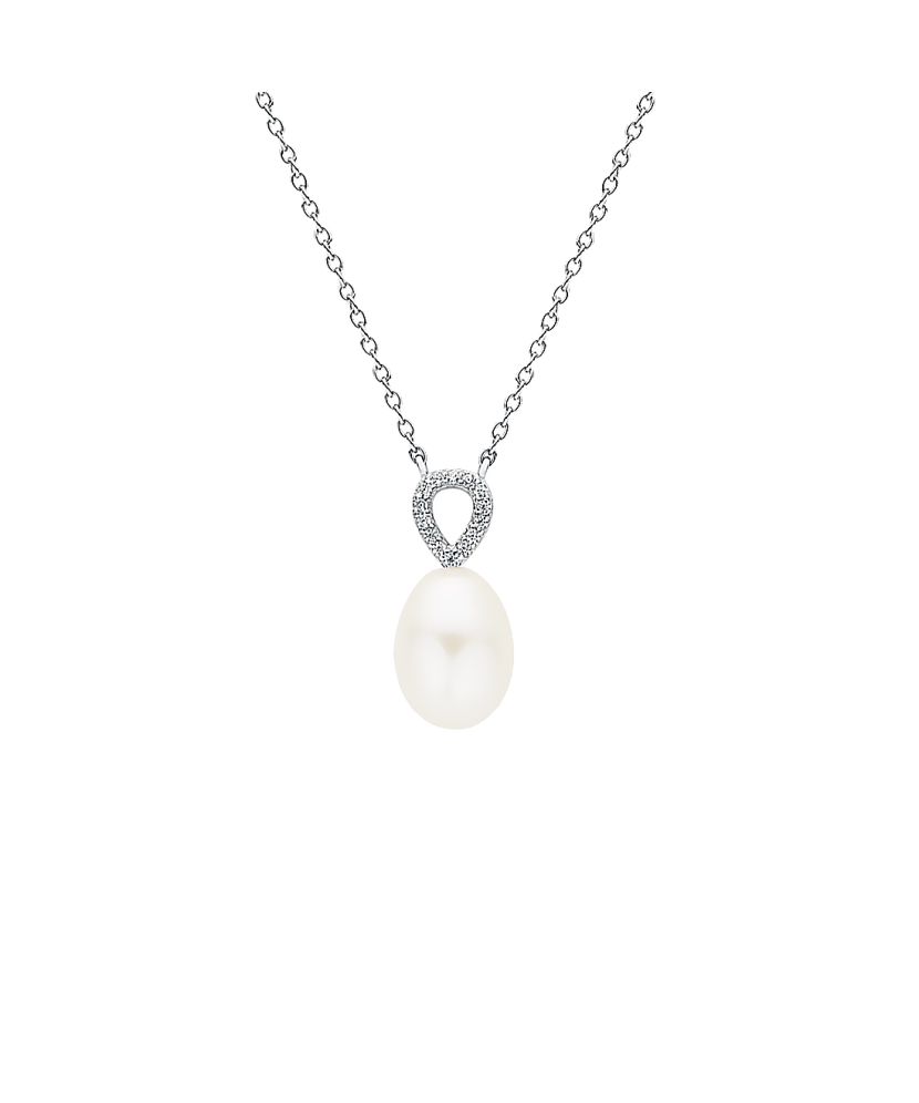 Sterling silver chain with pearl and zirconium