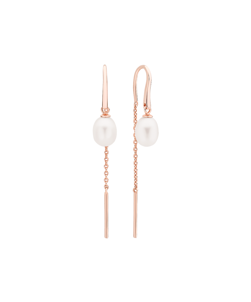 Gilded sterling silver earrings with pearls