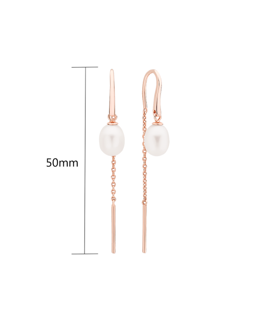 Gilded sterling silver earrings with pearls