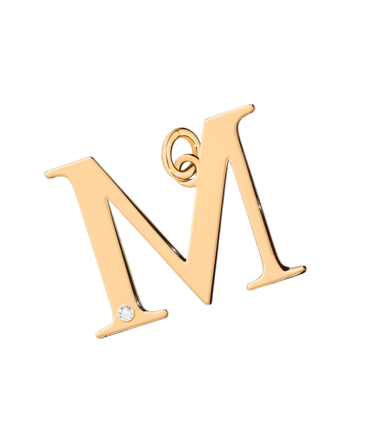 Золотой кулон с бриллиантом, буква M