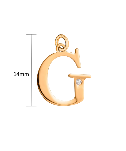 Gold pendant with diamond letter G