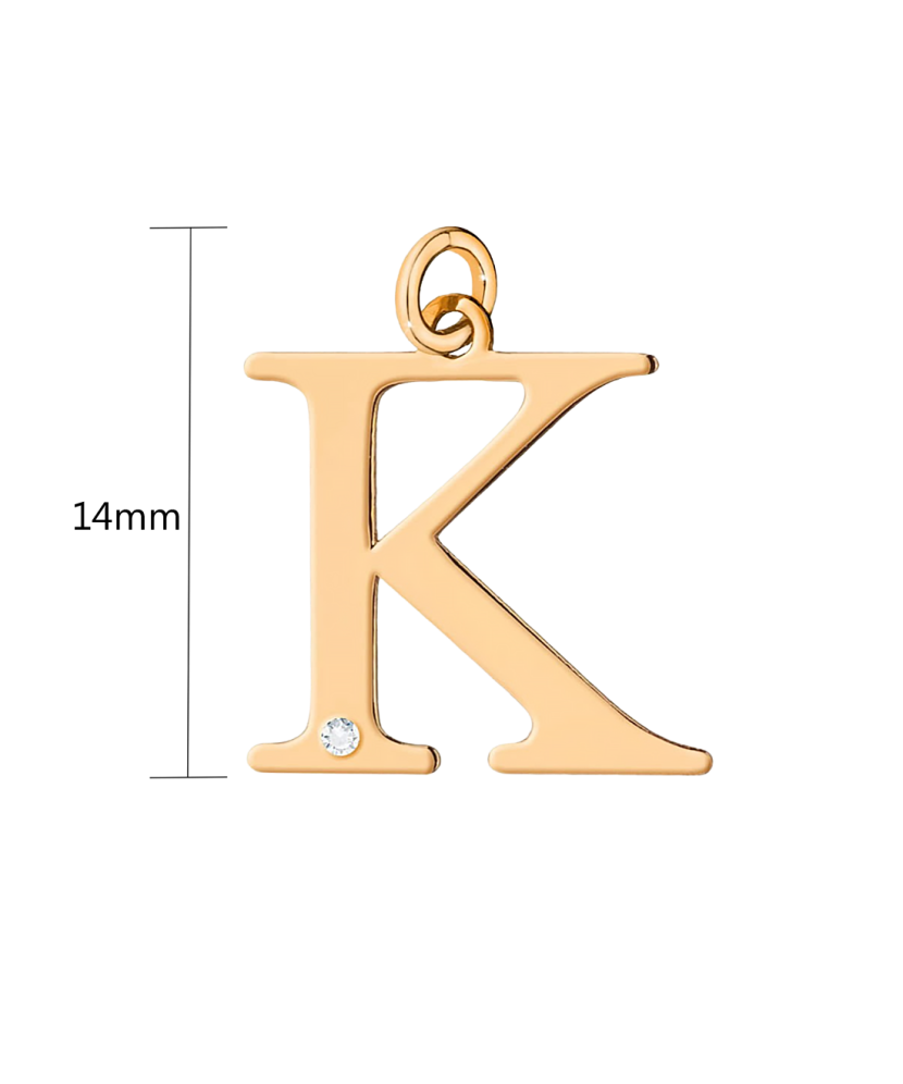 Gold pendant with diamond letter K