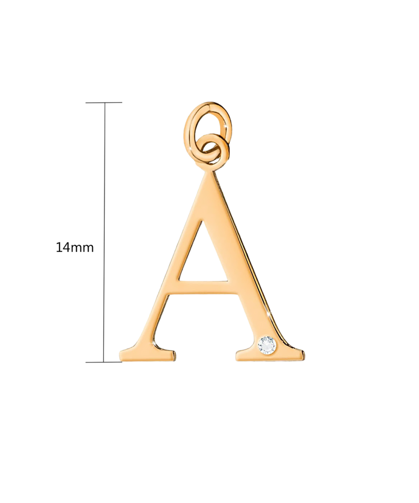 Gold pendant with diamond letter A