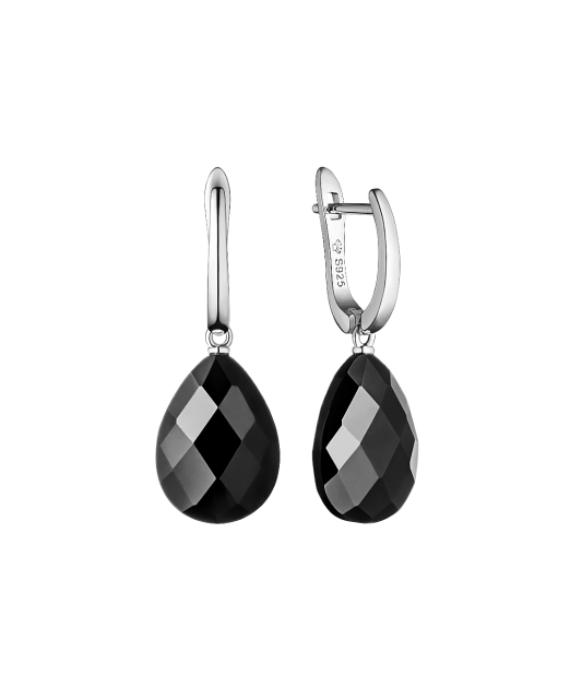 Серебряные серьги с ониксом