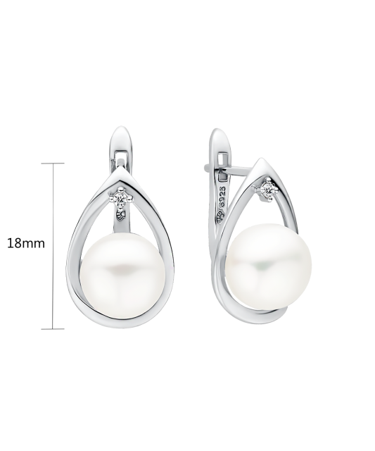 Sterling silver earrings with pearls and zircons