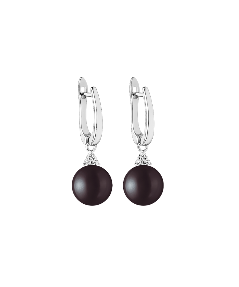 Sterling silver earrings with pearls and zircons
