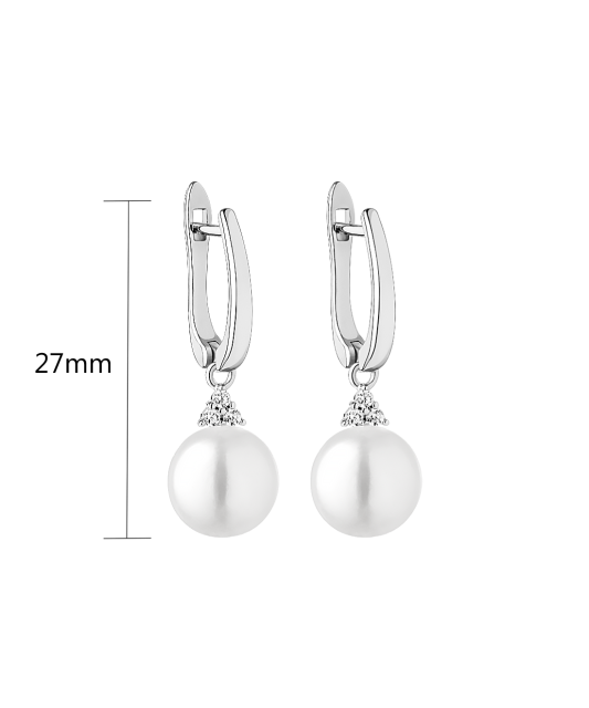 Серьги из серебра с жемчугом и цирконами