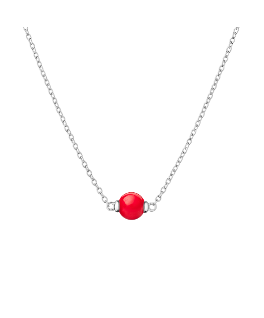 Серебряная цепочка с кораллом