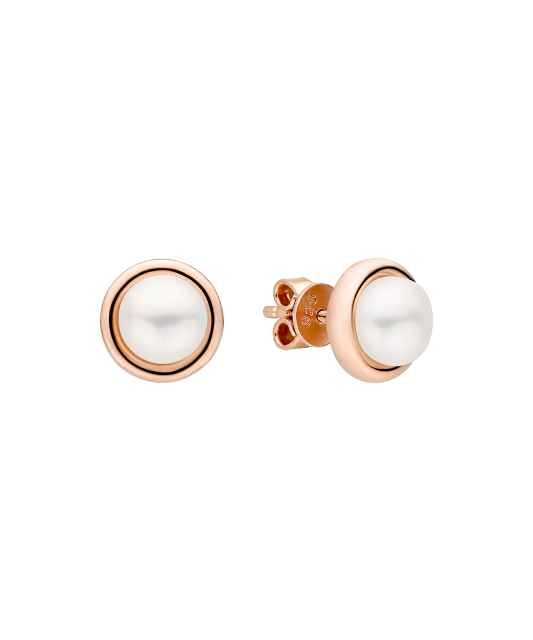 Gilded sterling silver earrings with pearls
