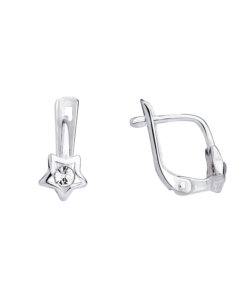 Sterling silver children's earrings with zircons "Stars"