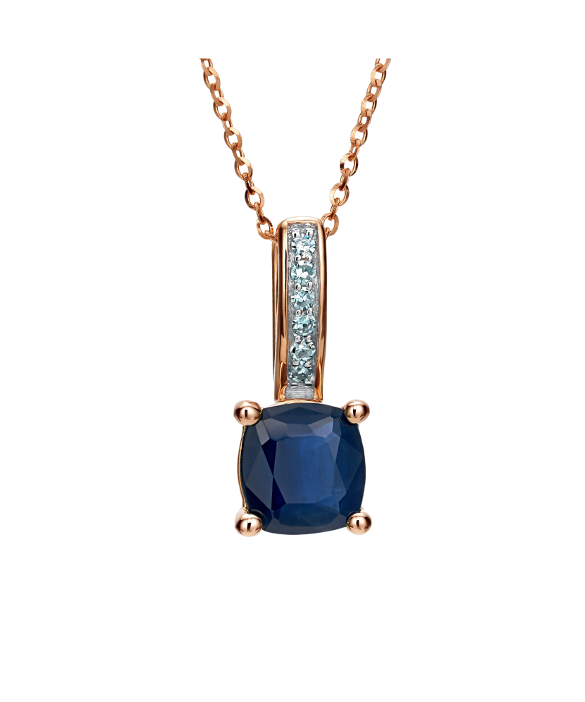 Gold pendant with sapphire and diamonds