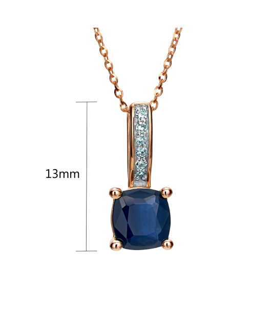 Gold pendant with sapphire and diamonds