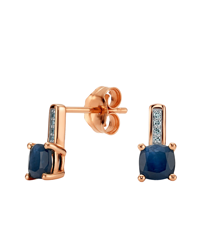 Gold earrings with sapphires and diamonds
