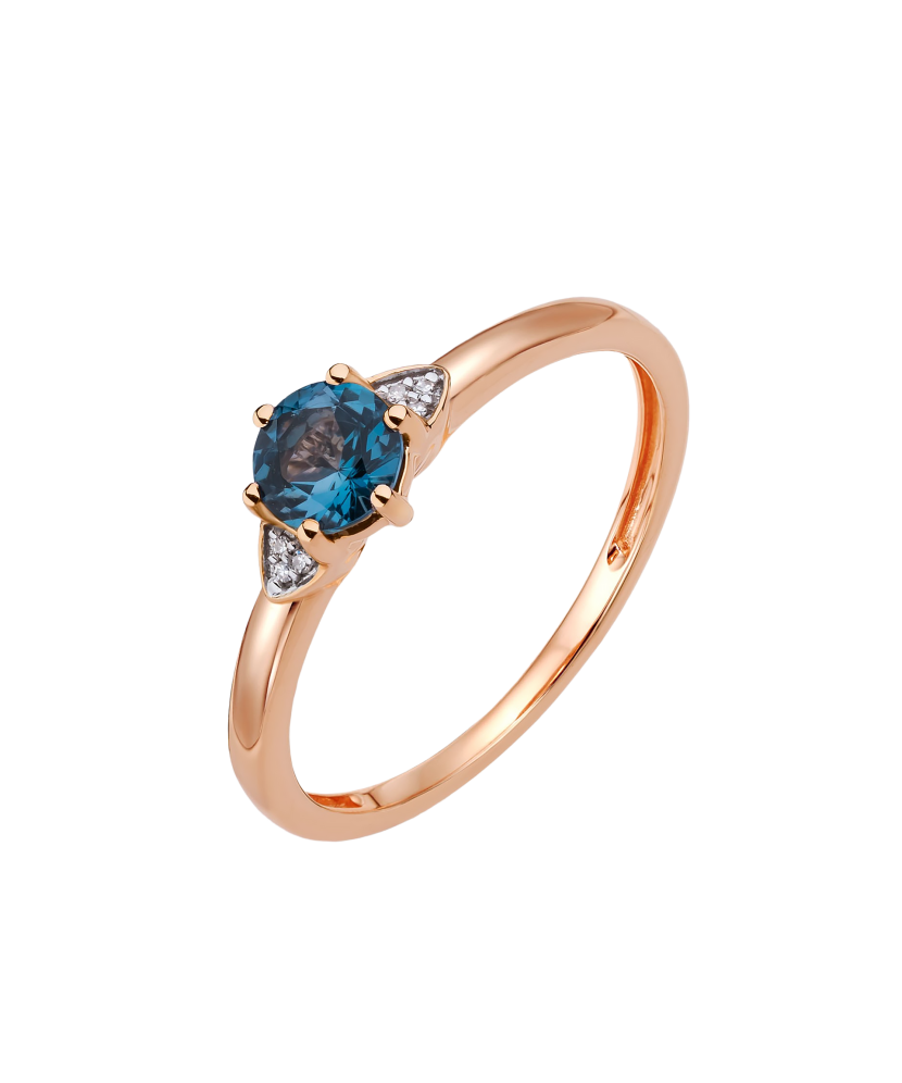 Gold ring with London topaz and diamonds Gold ring with London topaz and diamonds