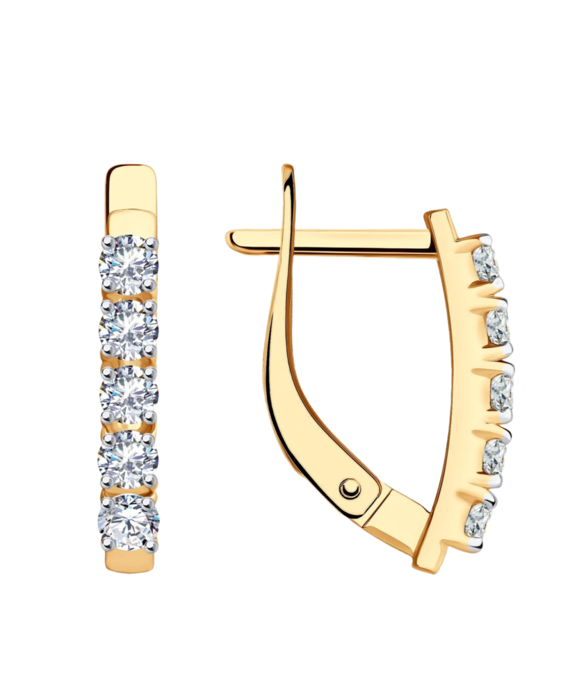 Gold earrings with zircons Gold earrings with zircons