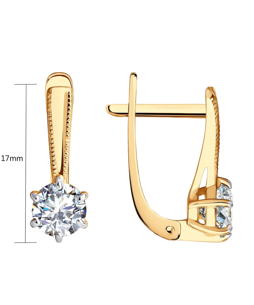 Gold earrings with zircons