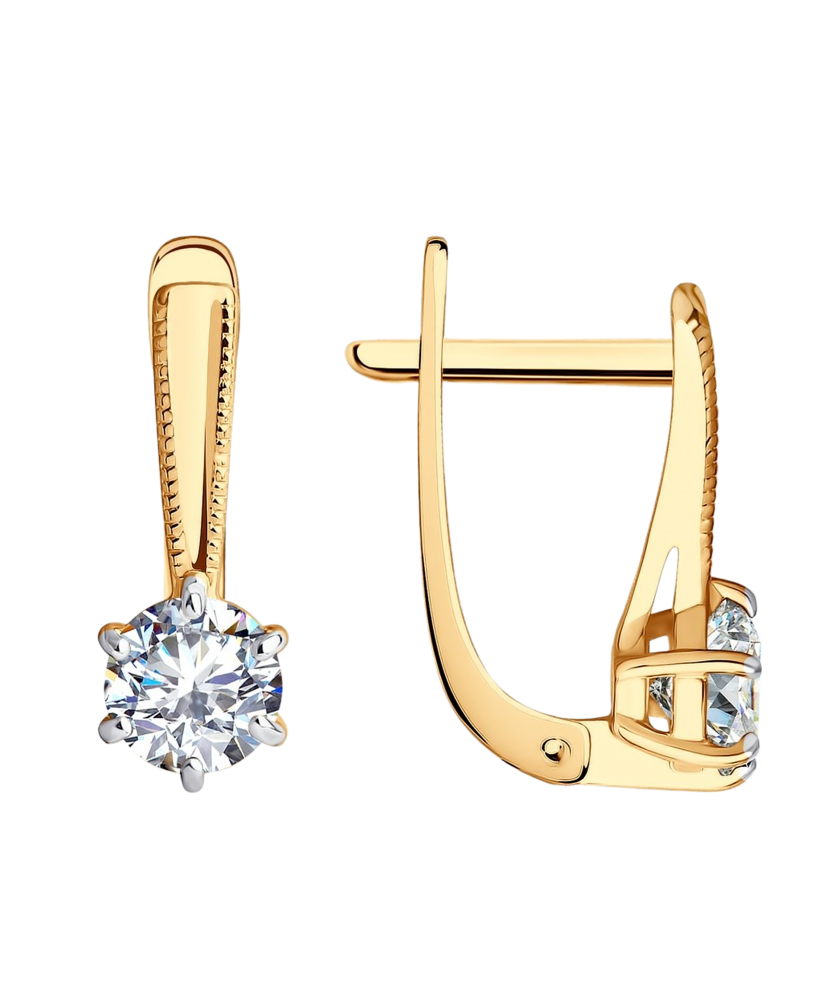 Gold earrings with zircons