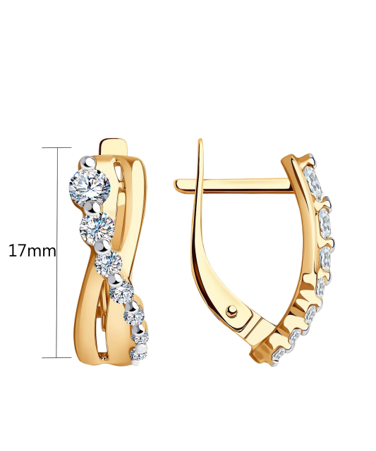 Gold earrings with zircons
