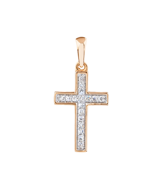 Gold pendant with diamonds "cross"