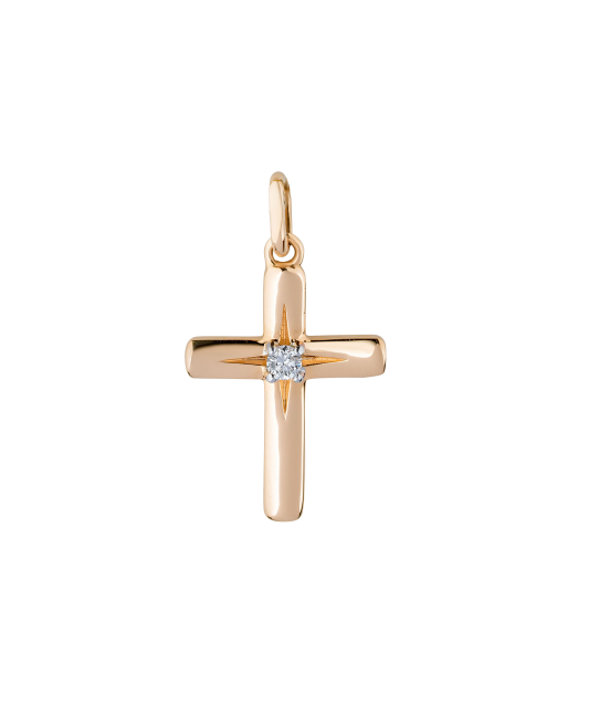 Gold pendant with diamond "cross"