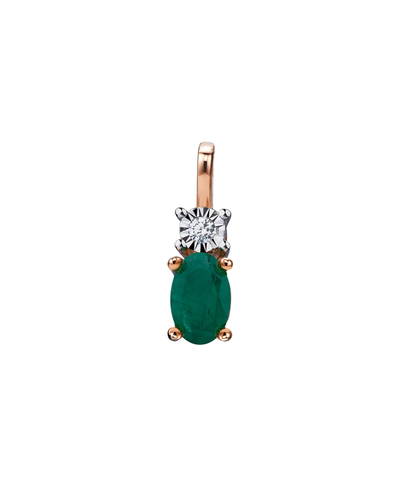 Gold pendant with emerald and diamond