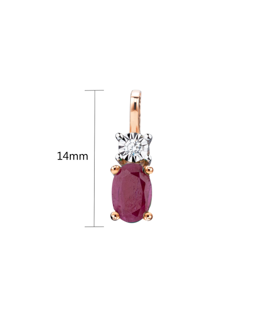 Gold pendant with ruby and diamond