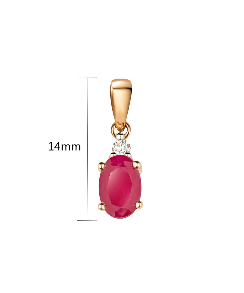 Gold pendant with ruby and diamond