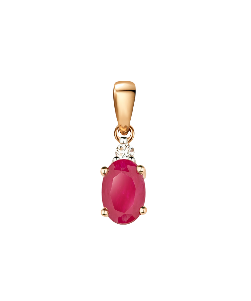Gold pendant with ruby and diamond