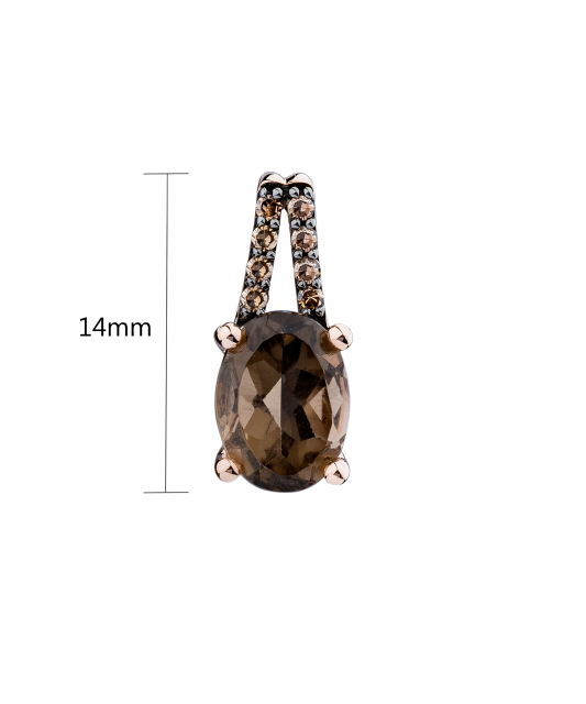 Gold pendant with smoky topazes and brown diamonds