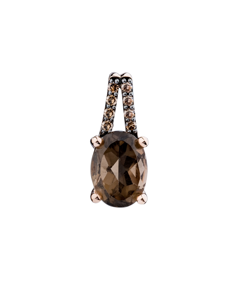 Gold pendant with smoky topazes and brown diamonds