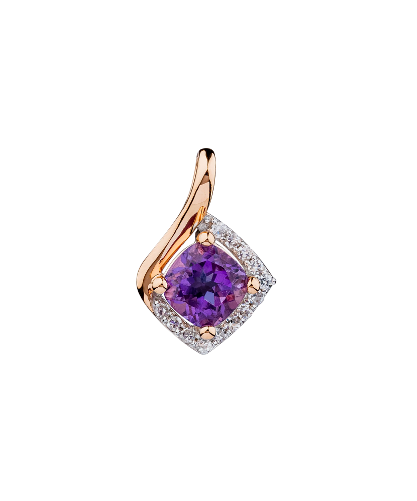 Gold pendant with amethysts and diamonds