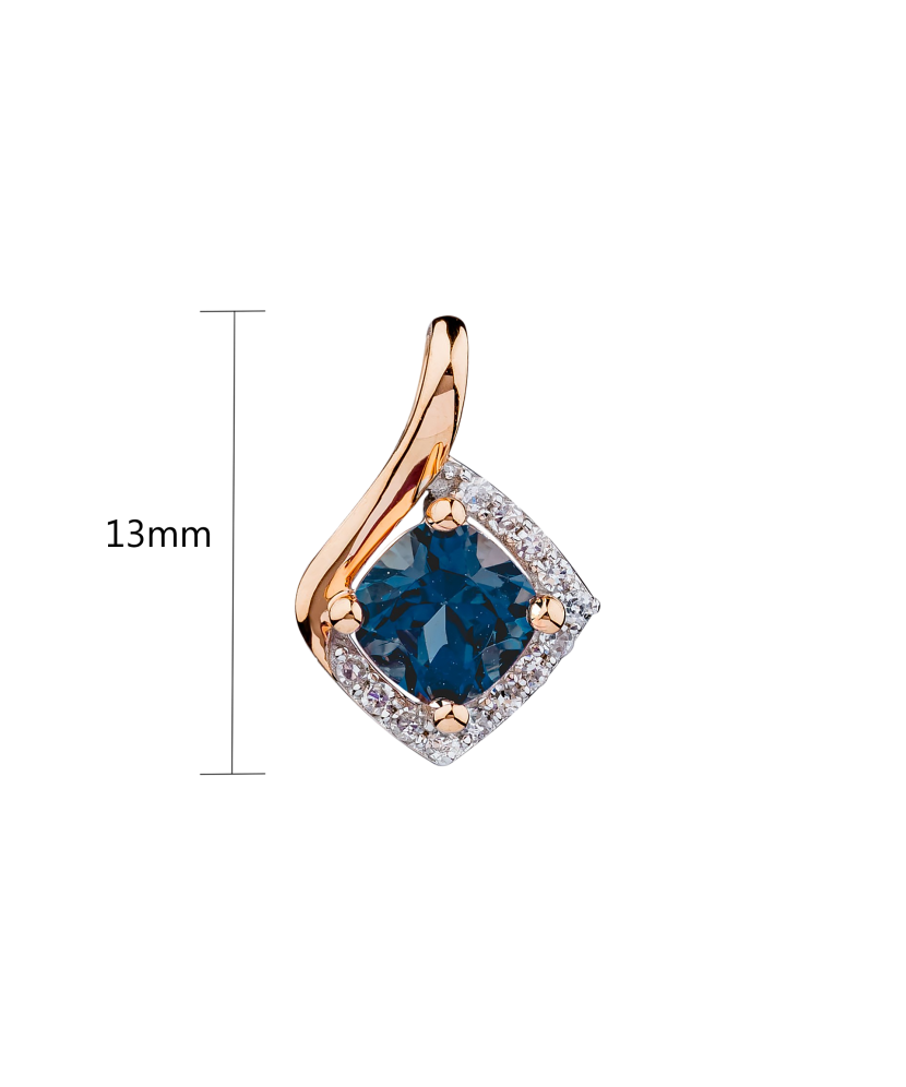 Gold pendant with London topaz and diamonds