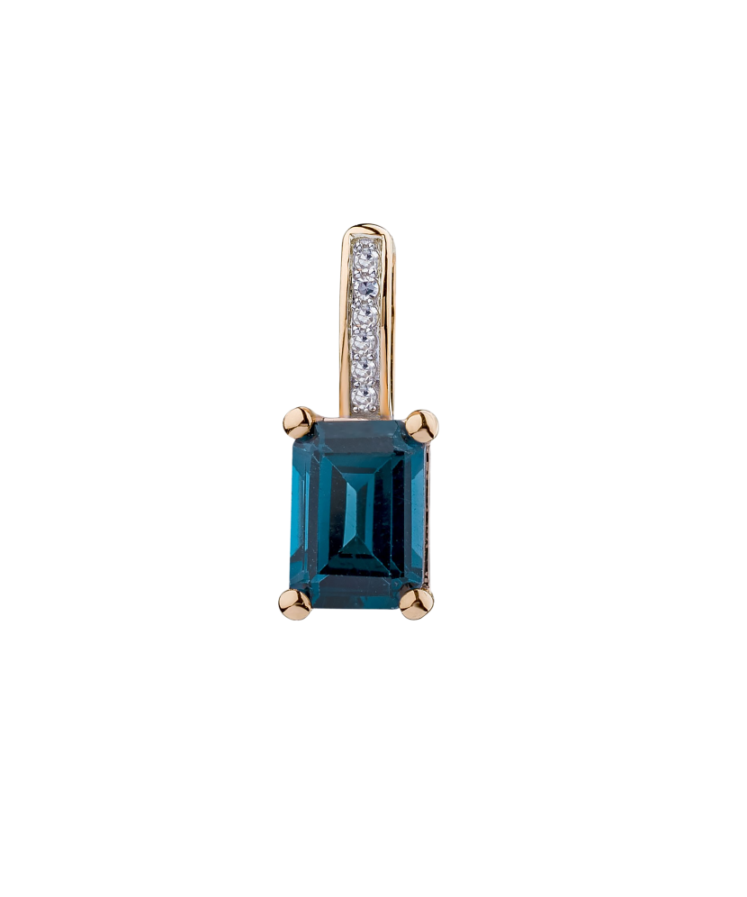 Gold pendant with London topaz and diamonds