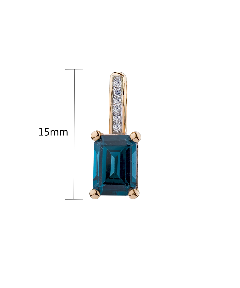 Gold pendant with London topaz and diamonds