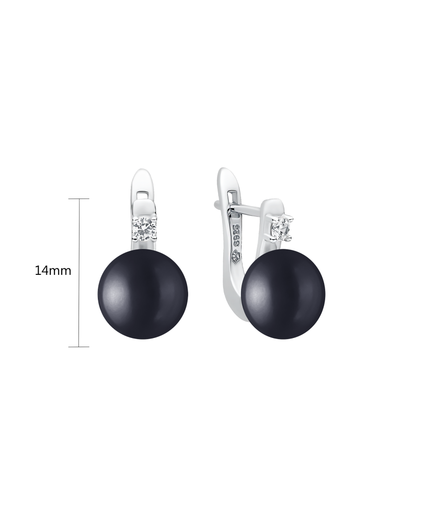 Серьги из серебра с жемчугом и цирконами Серьги из серебра с жемчугом и цирконами