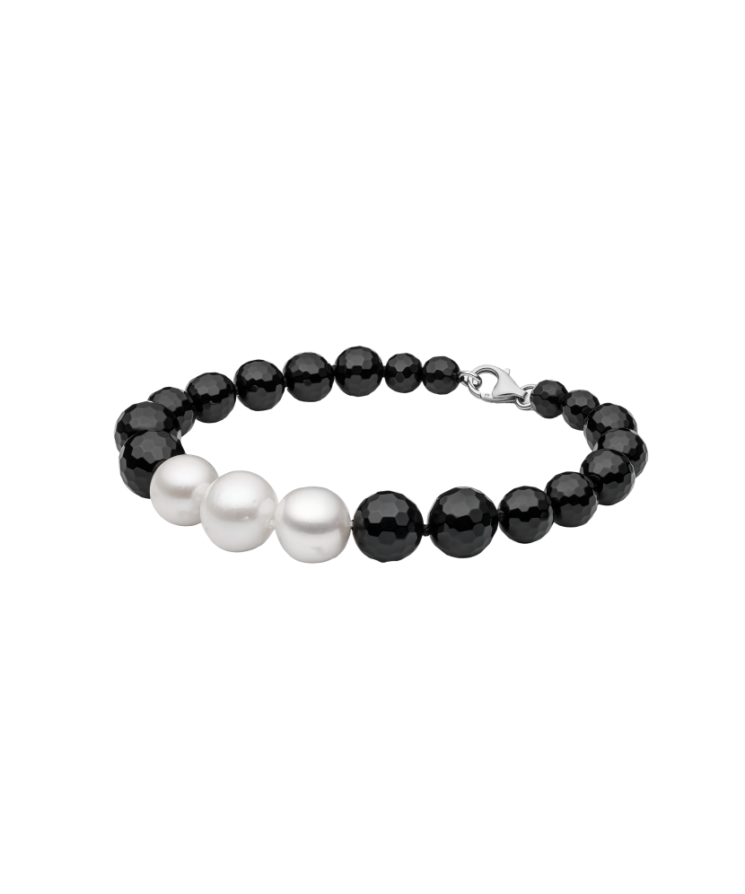 Bracelet with onyx and pearls