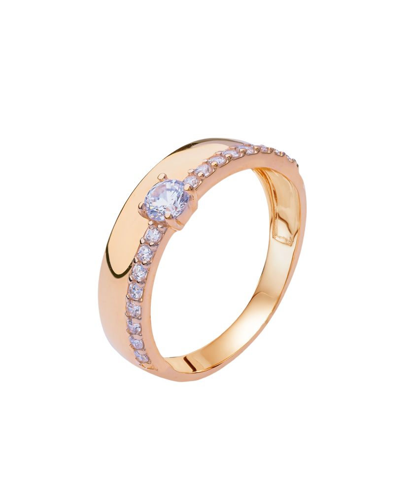 Gold ring with zircons