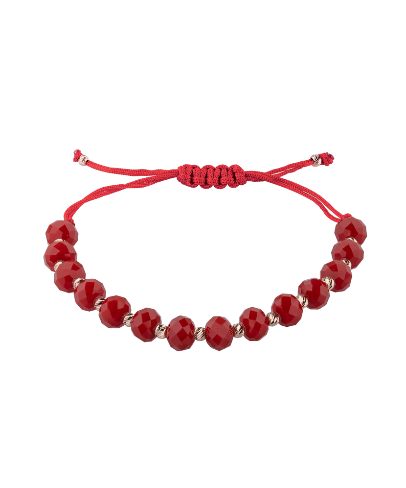 Red string bracelet with gold and onixes