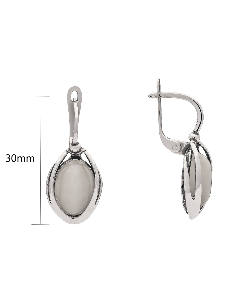 Sterling silver earrings with cats eye stone