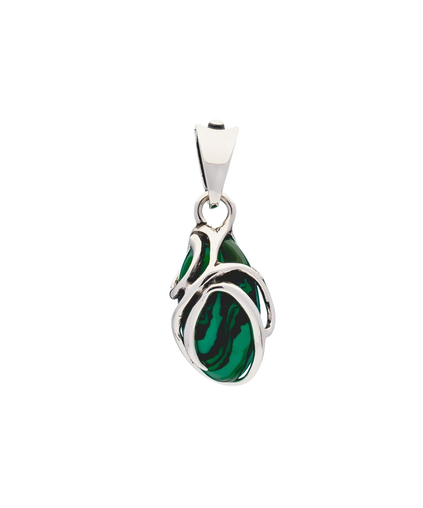 Sterling silver pendant with malachite