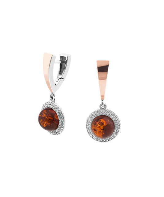 Sterling silver earrings gold plated with amber