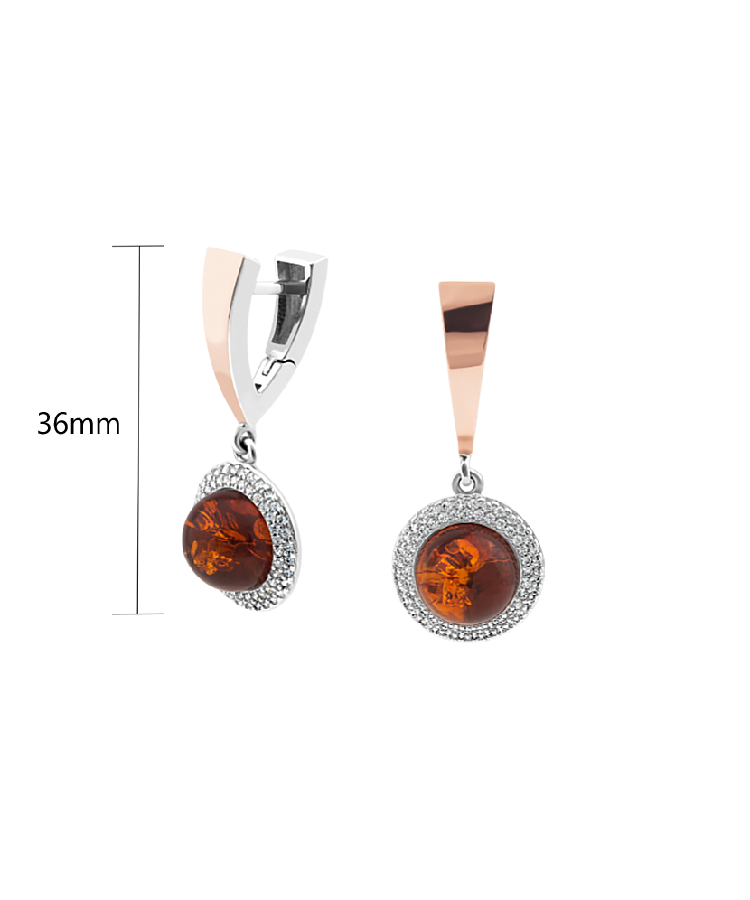 Sterling silver earrings gold plated with amber