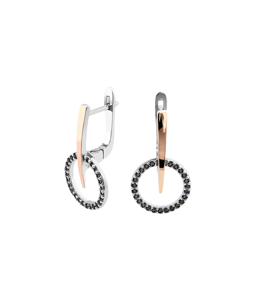 Sterling silver earrings gold plated with zircons Sterling silver earrings gold plated with zircons