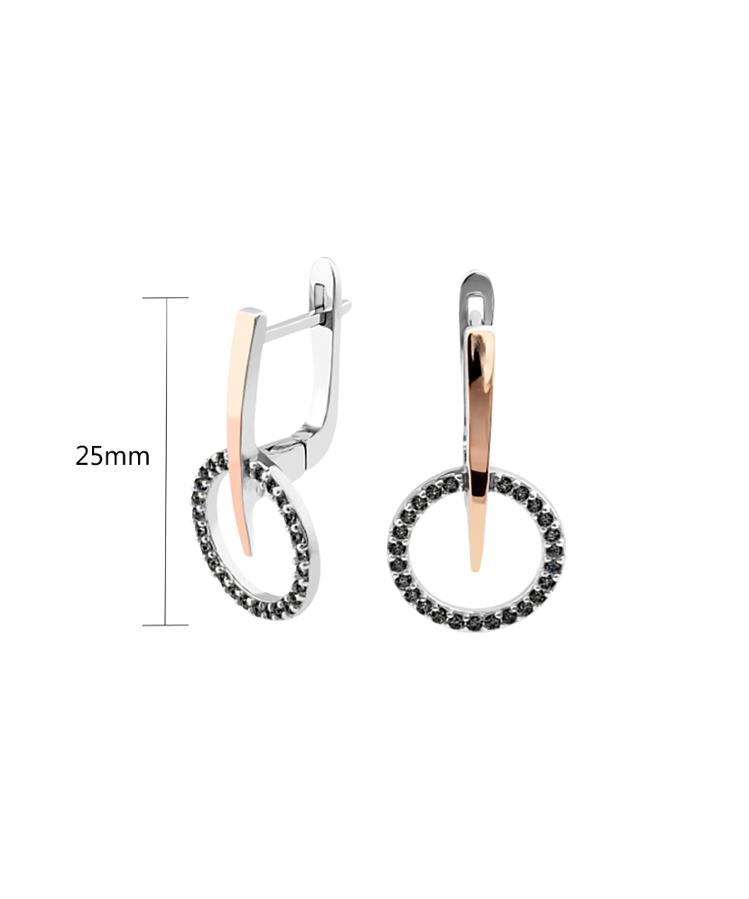 Sterling silver earrings gold plated with zircons Sterling silver earrings gold plated with zircons
