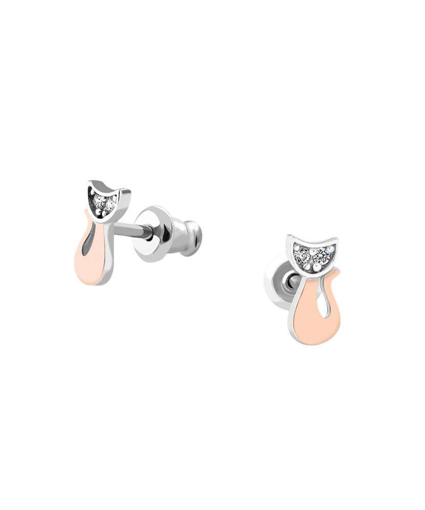 Sterling silver earrings gold plated with zircons Sterling silver earrings gold plated with zircons